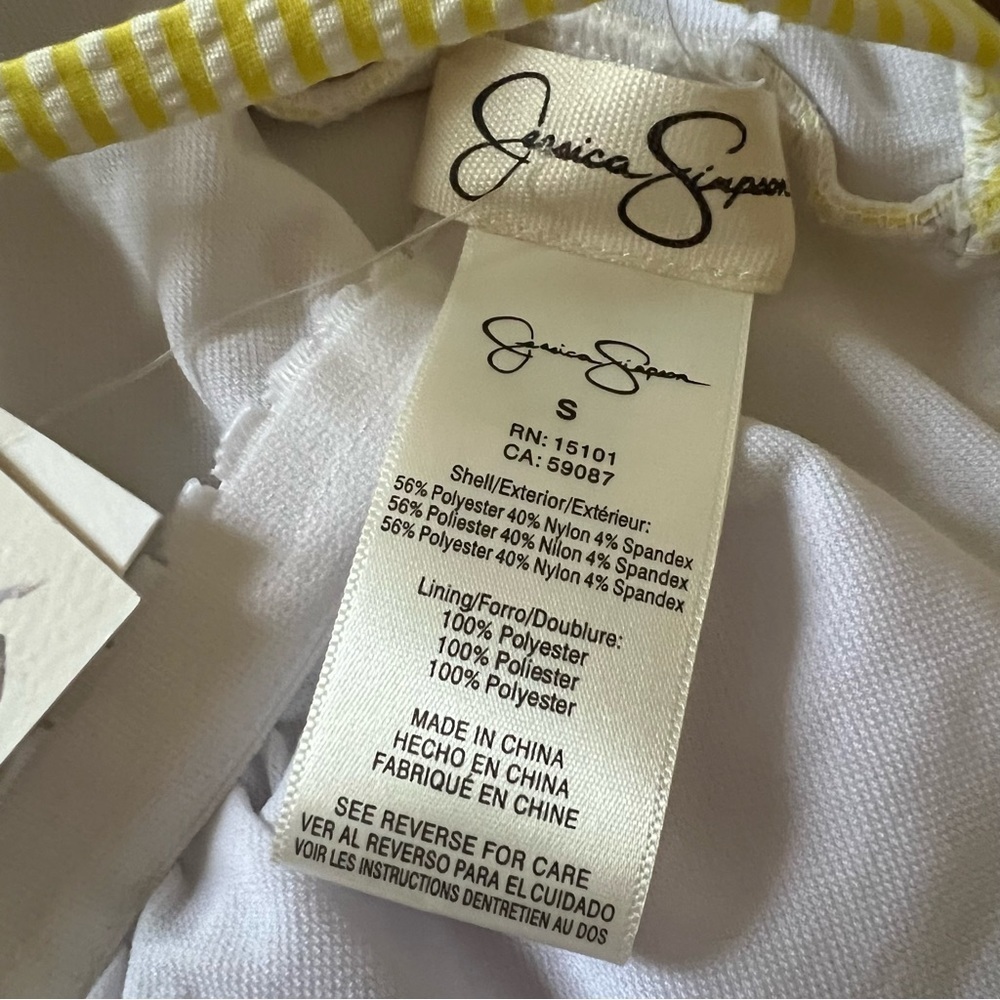 NWT Jessica Simpson Lemon Yellow Scalloped One Piece Swimsuit, size S - Picture 11 of 15